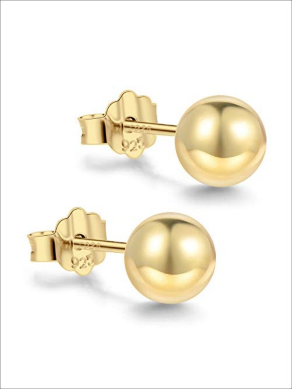18K Gold Plated Sterling Silver Ball Stud Earrings